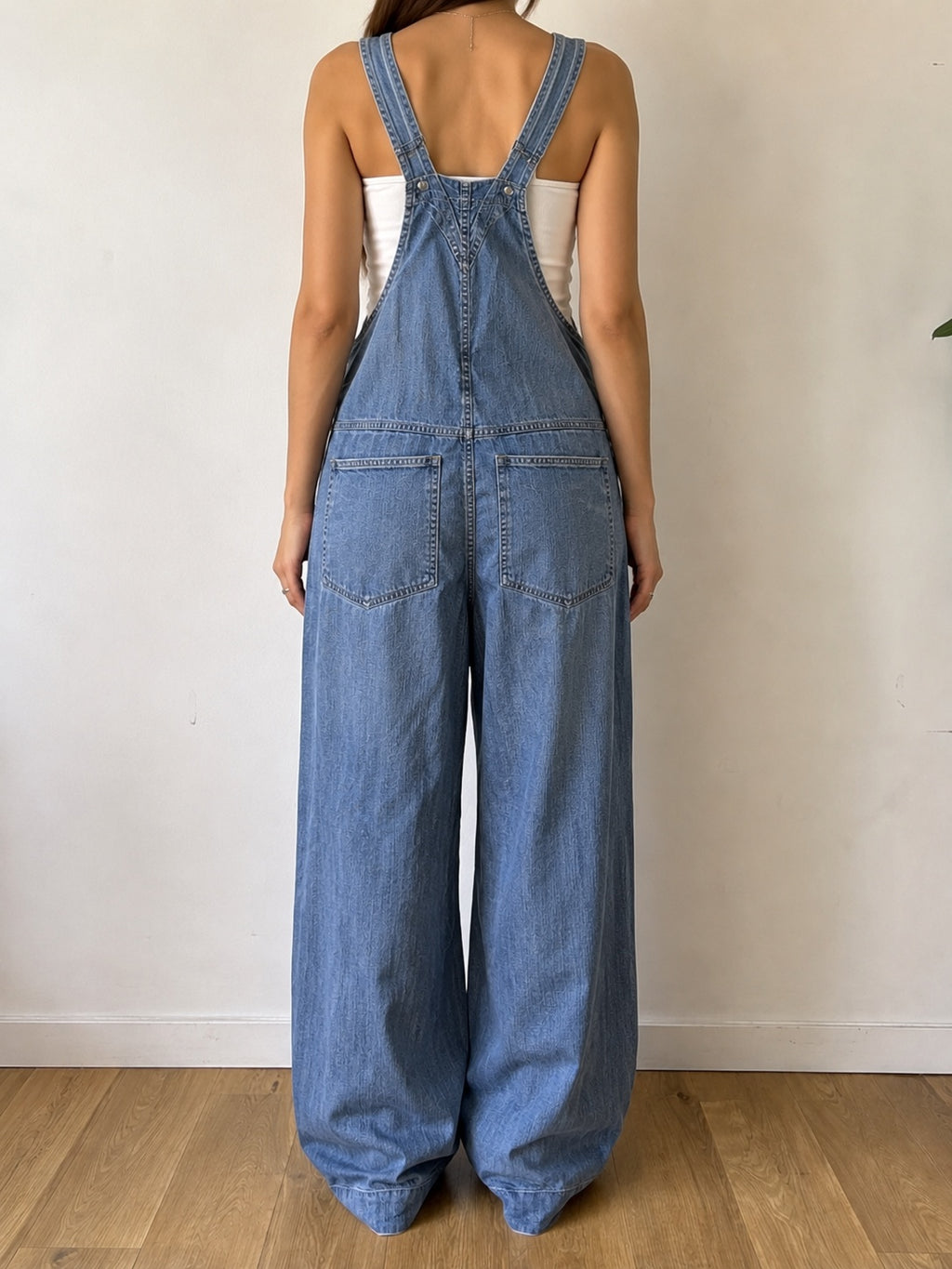 Salopette Jeans Donna Wide Leg Vintage Y2K Denim Baggy (S)