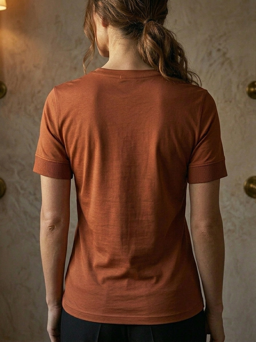 T-Shirt Burberry Arancione Embroidered da Donna (XS)