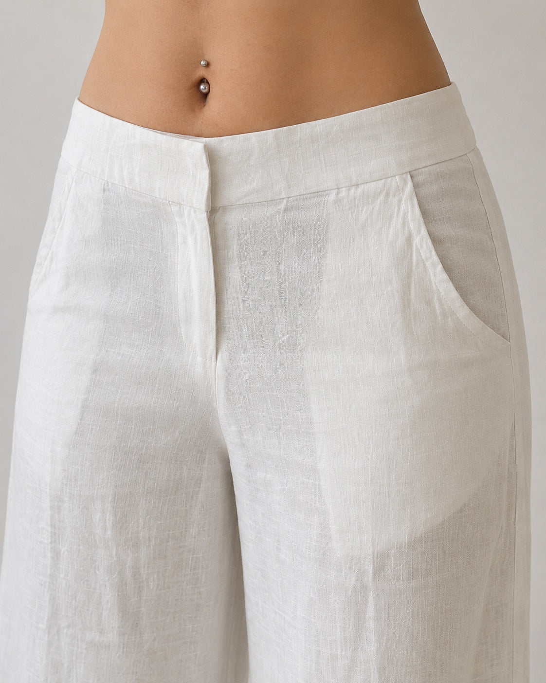 Linen Pants Baggy Fit Vintage Y2K Low Waist - Pantaloni in Lino Super Baggy Vita Bassa (S)