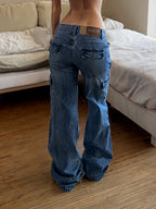 Denim Jeans Vintage Y2K Good & Liu Blu Baggy Fit Low Waist Flare