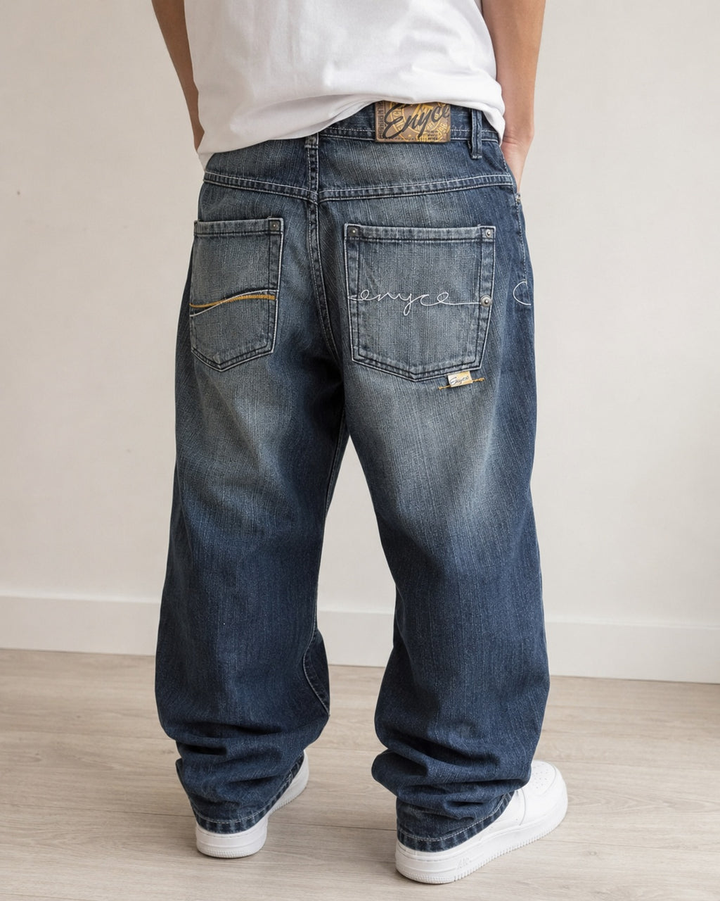 Denim Baggy Fit Enyce Blu Wash Embroidered (S)