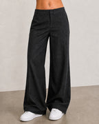 Linen Pants Baggy Fit Black Vintage Y2K Low Waist - Pantaloni in Lino Super Baggy Vita Bassa