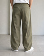 Pantalone uomo wide leg verde oliva cotone sartoriale Baggy Fit Vintage Y2K