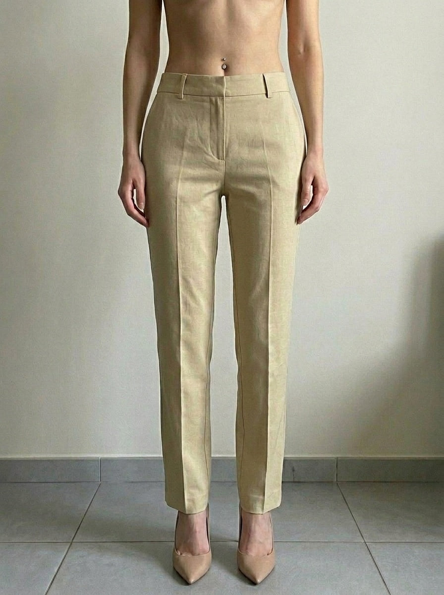 Pantaloni Classici Ralph Lauren Beige con Piega Centrale (L) da Donna