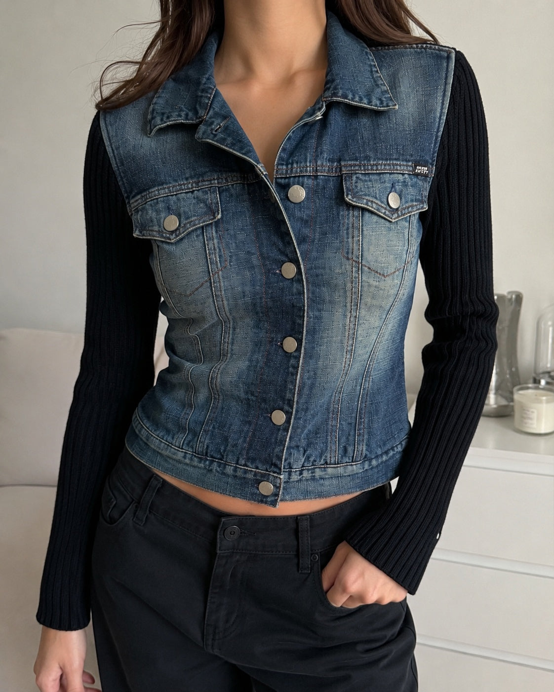 Giubbino Miss Sixty Luxury denim nero Y2K taglia L