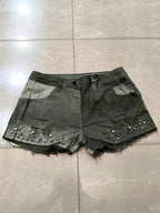 Denim Cotton Mini Shorts Donna con Perle Particular Vintage Y2K Women Mini Jeans