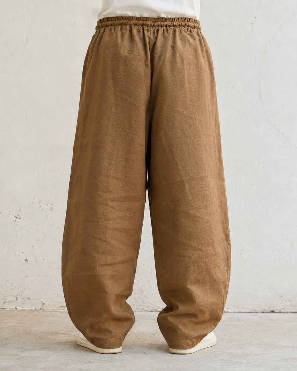 Pantalone uomo balloon Marrone Cammello misto lino wide leg Baggy Fit - Linen Pants Vintage Y2K