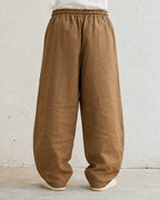Pantalone uomo balloon Marrone Cammello misto lino wide leg Baggy Fit - Linen Pants Vintage Y2K