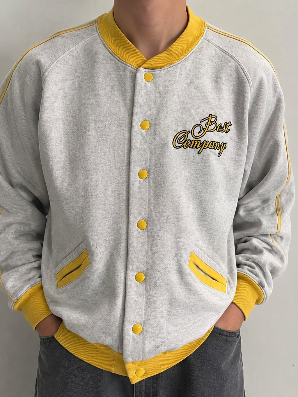 Bomber Best Company vintage Yacht Club California grigio giallo (M)