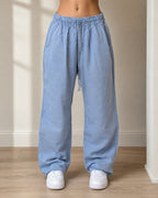 Pantaloni azzurri wide leg con elastico in vita Super Baggy Fit Light Pants Taglia Unica