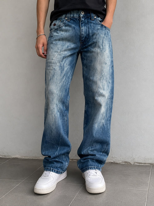 Denim Energie Washed Marmorizzato Baggy Fit Flare (M)