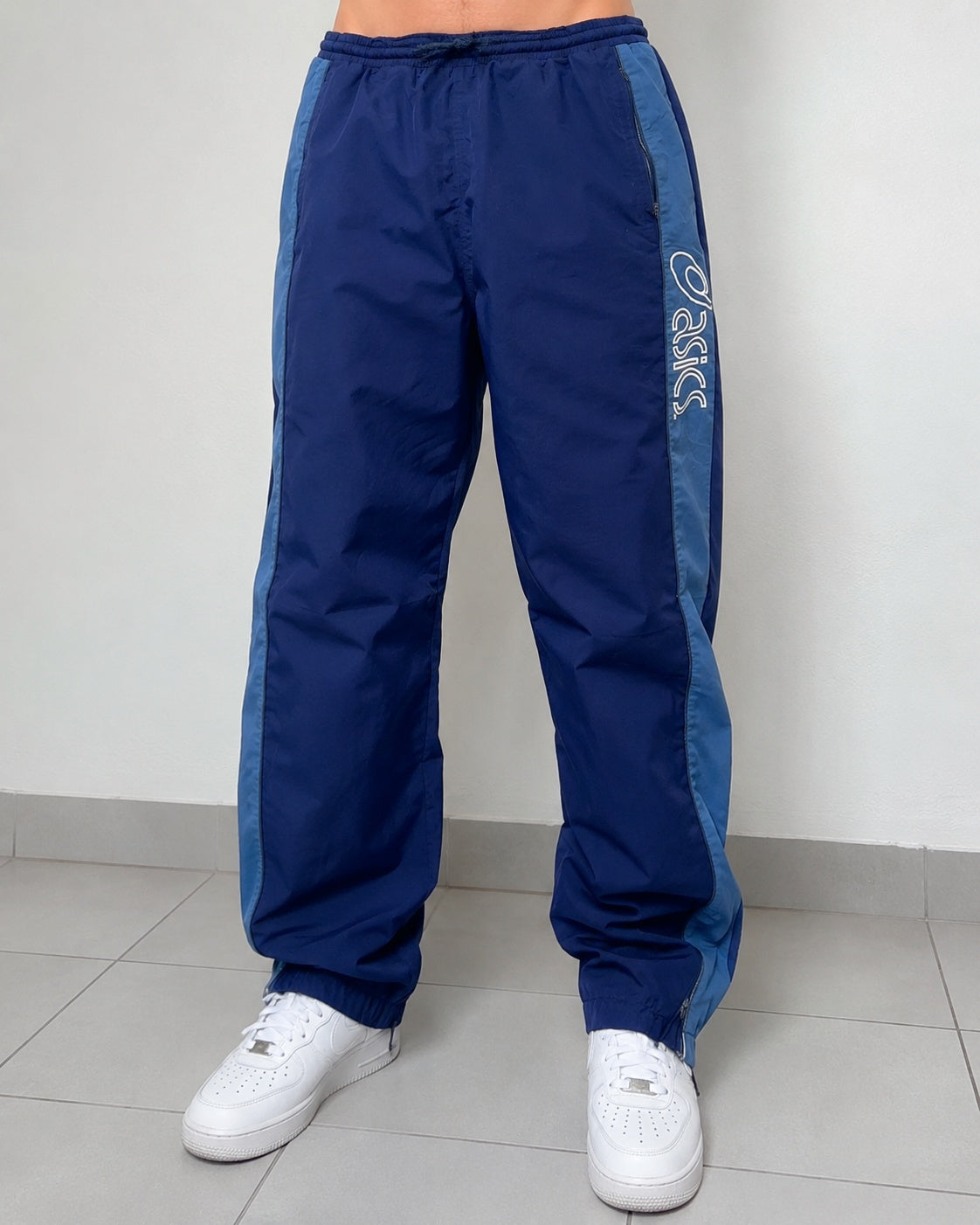 TrackPants Asics Vintage Blu Marino / Azzurro - Tuta Asics Baggy (XL)
