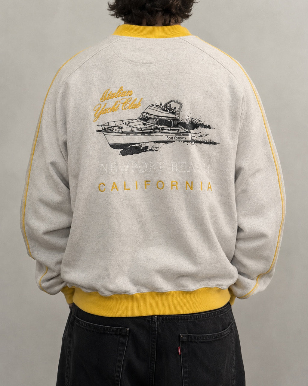 Bomber Best Company vintage Yacht Club California grigio giallo (M)