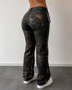 Denim Gold Straight / Slim Fit Black Low Waist (XS)