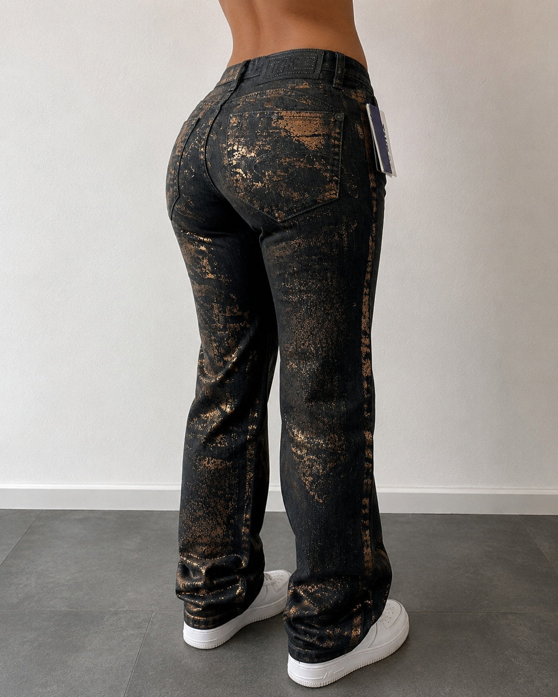 Denim Gold Straight / Slim Fit Black Low Waist (XS)