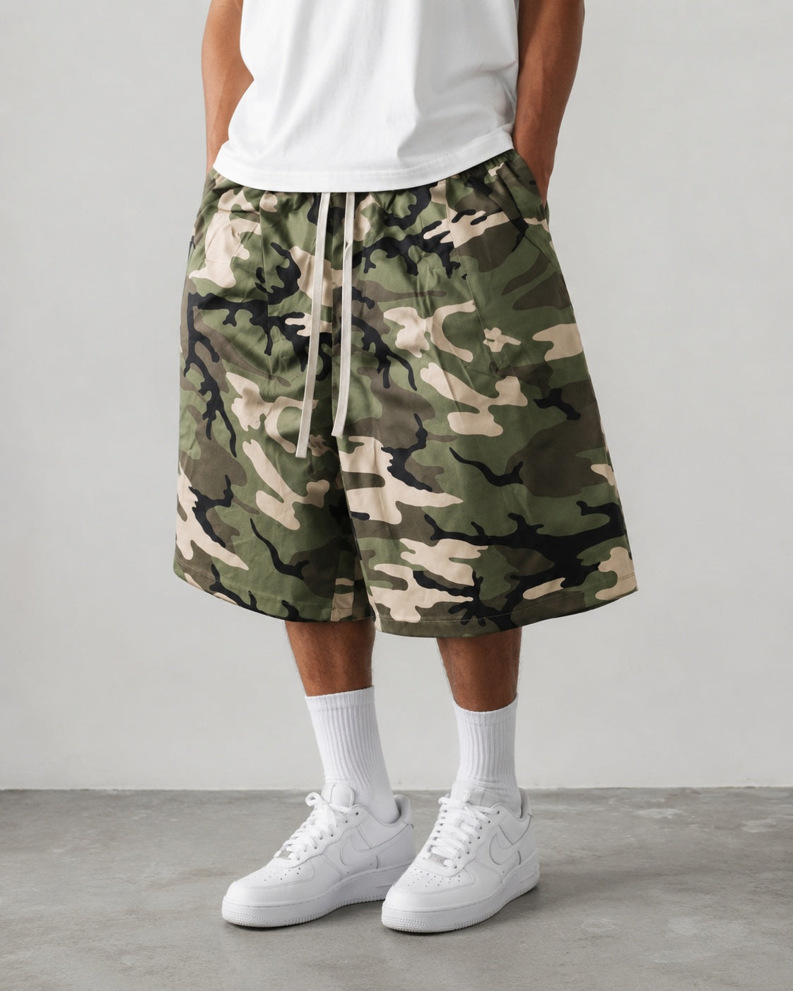 Jorts militari camo balloon fit streetwear
