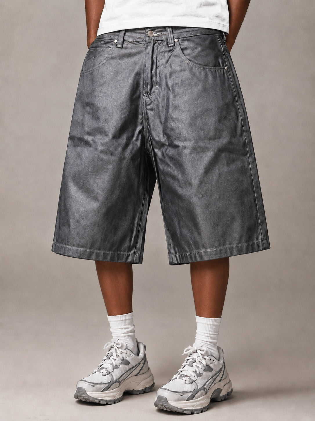 Jorts Ruff Ryders Denim Grigio Silver Baggy Y2K - Jeans Hip-Hop (S)