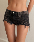 Denim Jeans Particular "Broken" Washed Denim Mini Shorts Vintage Y2K