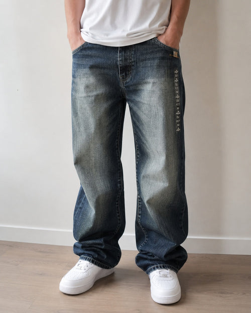 Denim Baggy Fit Enyce Blu Wash Embroidered (S)