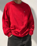Felpa Champion Rossa con Logo Ricamato - Embroidered Red Champion Sweatshirt Vintage Y2K (S)