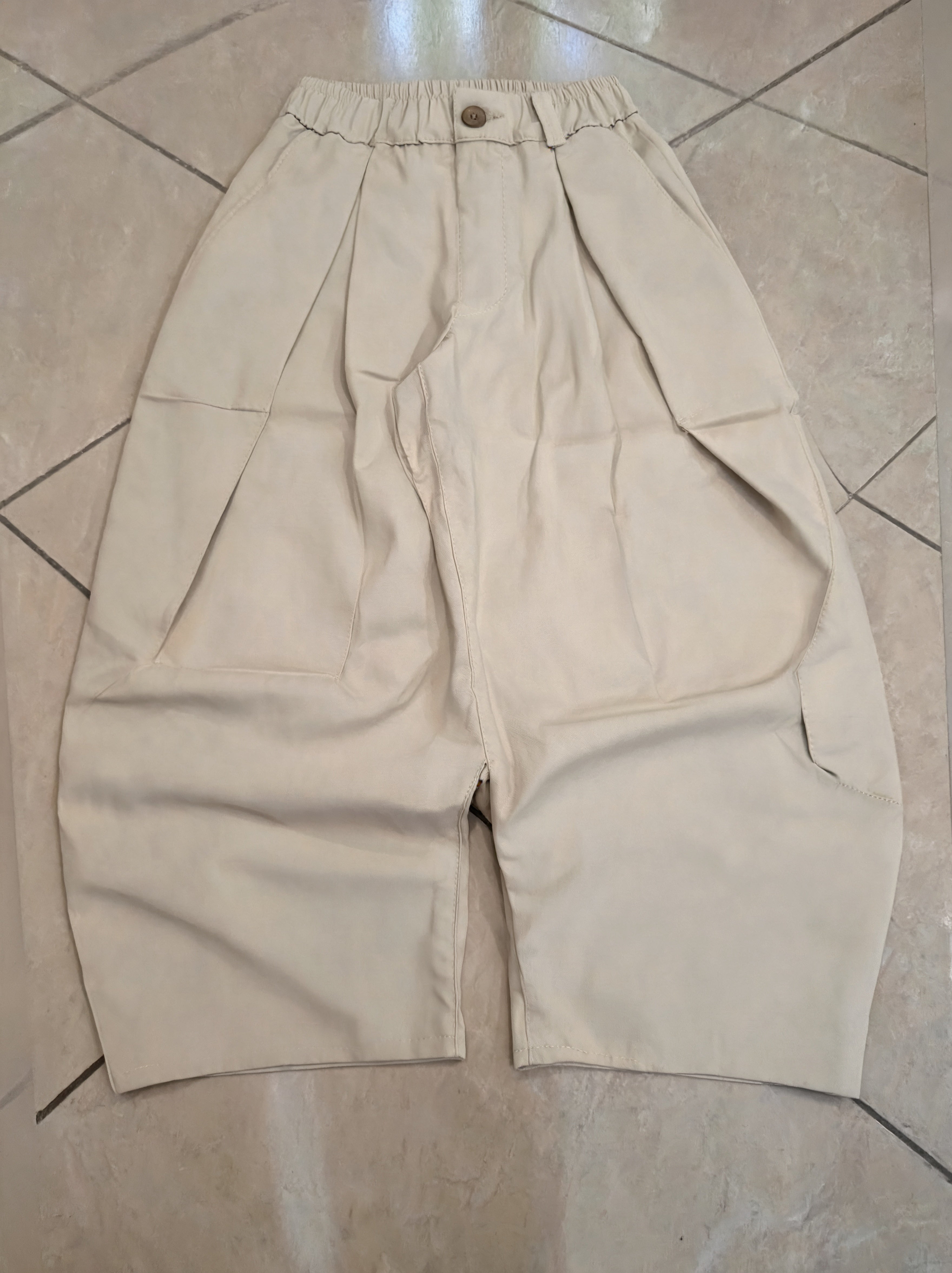 Pantalone Beige balloon baggy fit uomo vintage Y2K elegante streetwear
