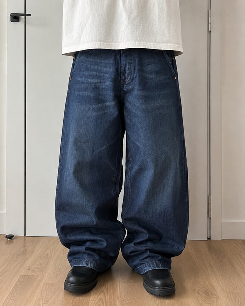 Denim Jeans Baggy Fit Dark Blue Hip-Hop Vintage Y2K