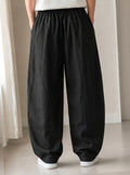 Pantalone uomo balloon Black / Nero misto lino wide leg Baggy Fit - Linen Pants Vintage Y2K