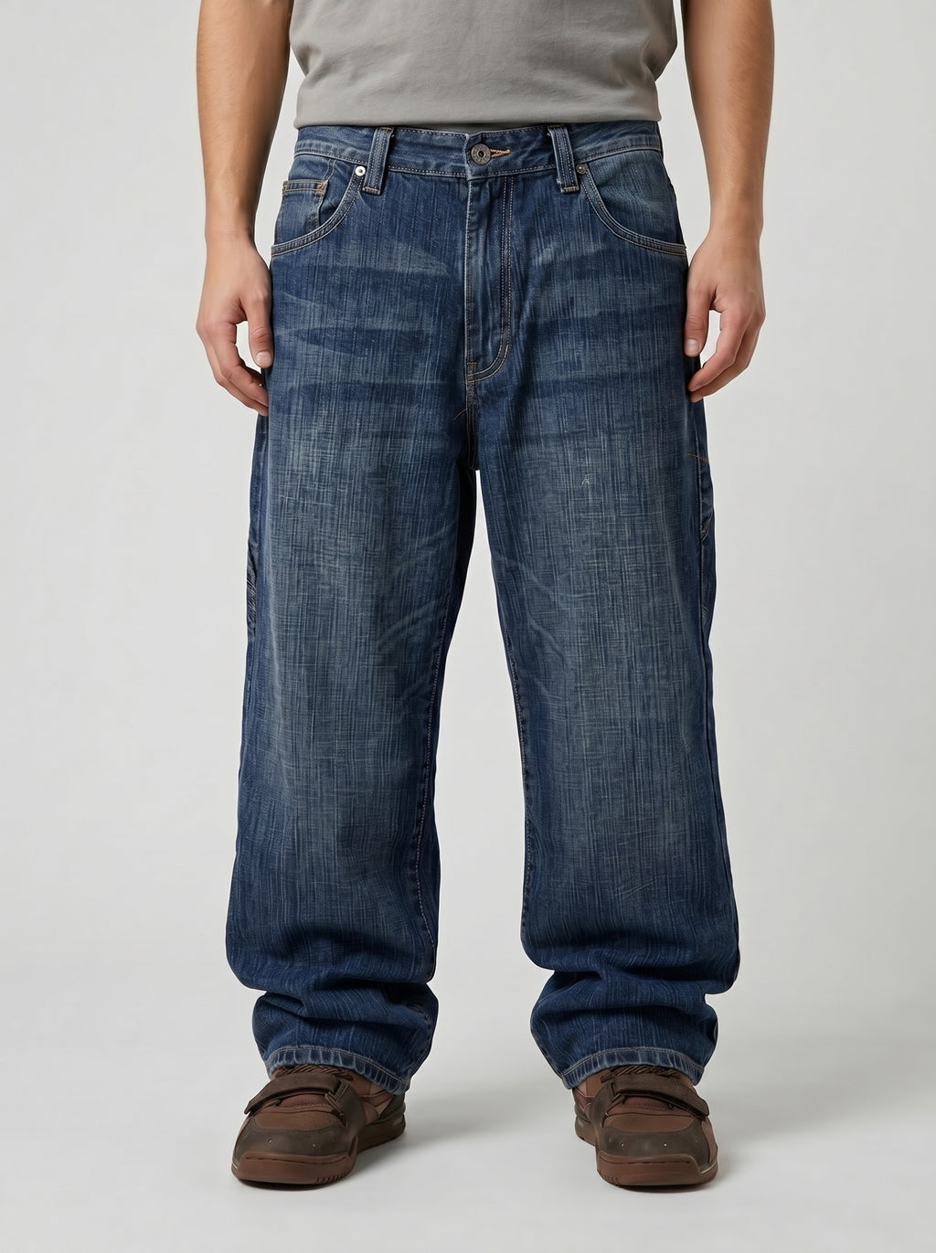 Denim Jeans Enyce Baggy Fit Vintage Y2K Embroidered Washed Striped
