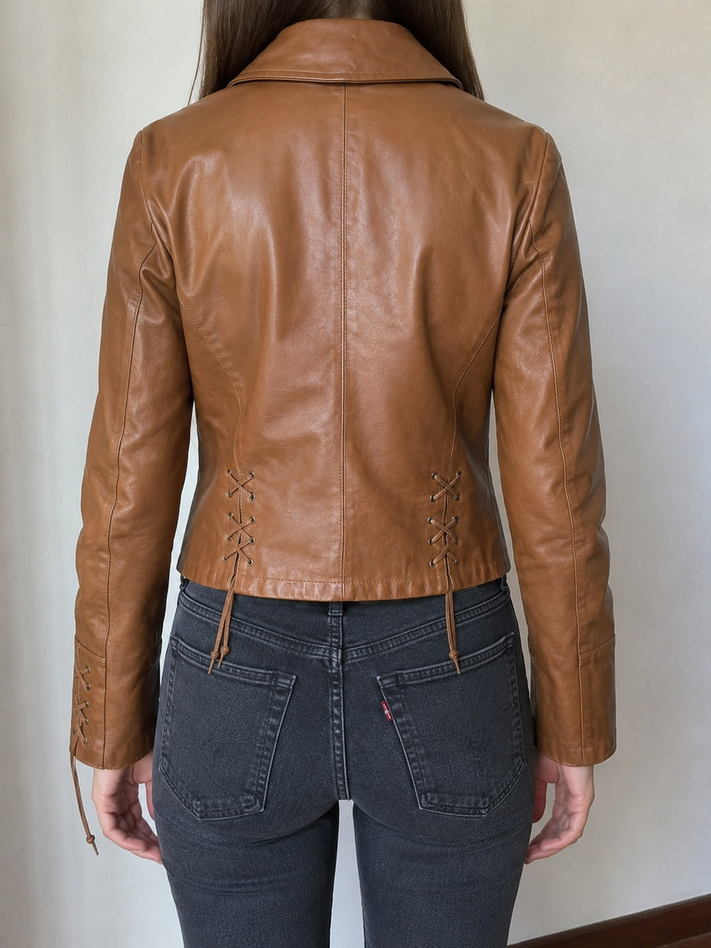 Giacca pelle vera Motivi donna IT42 marrone vintage Y2K Vintage Jacket Real Leather Y2K Vintage