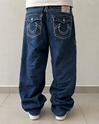 Jeans True Religion uomo baggy Billy Big T denim blu Y2K streetwear (M)