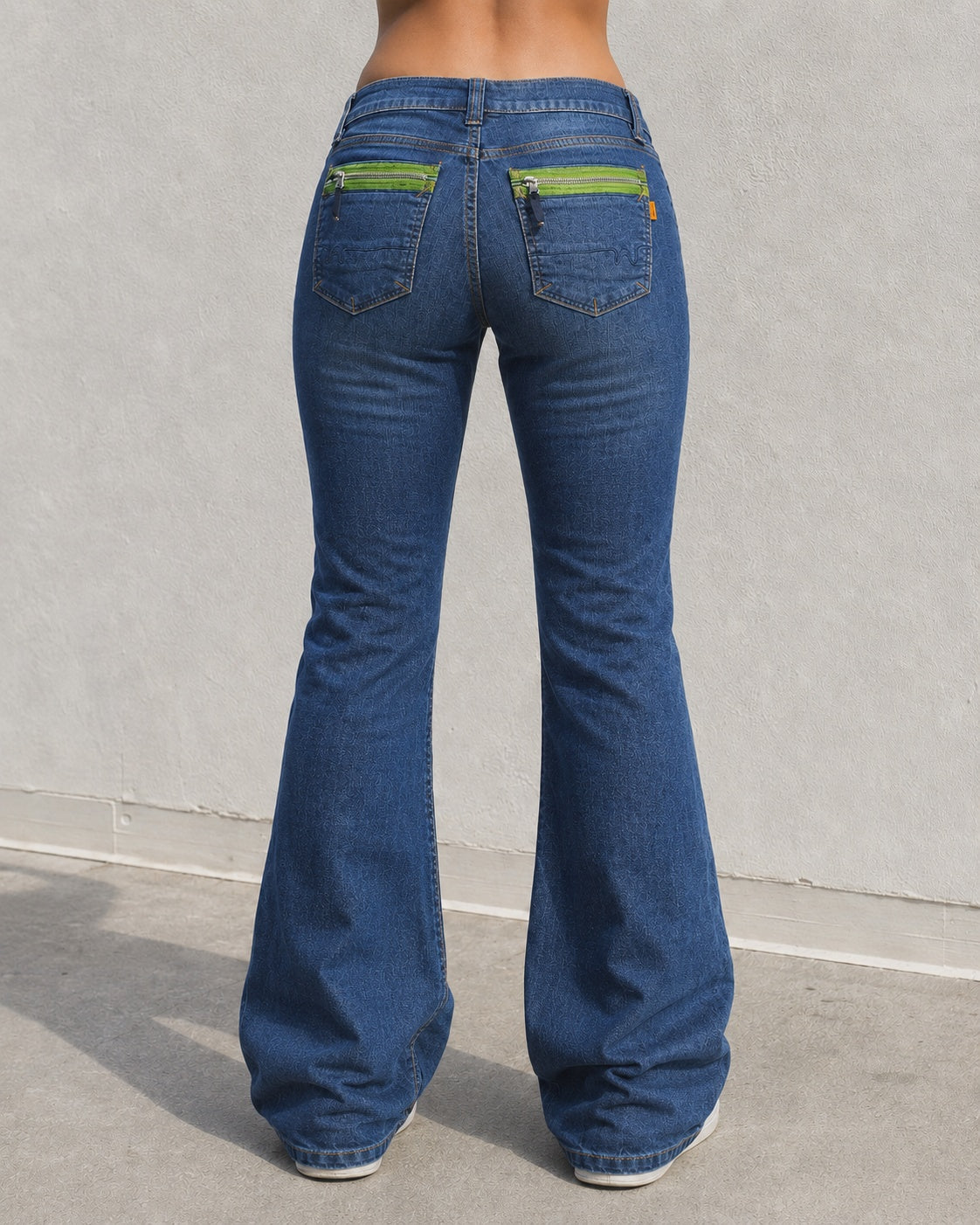 Denim Jeans Low Waist Dark Blue Bootcut Fit Flared (S)