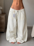 Pantaloni Miss Sixty bianchi Y2K low waist baggy wide leg taglia 30