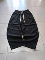 Pantalone uomo balloon Black / Nero misto lino wide leg Baggy Fit - Linen Pants Vintage Y2K