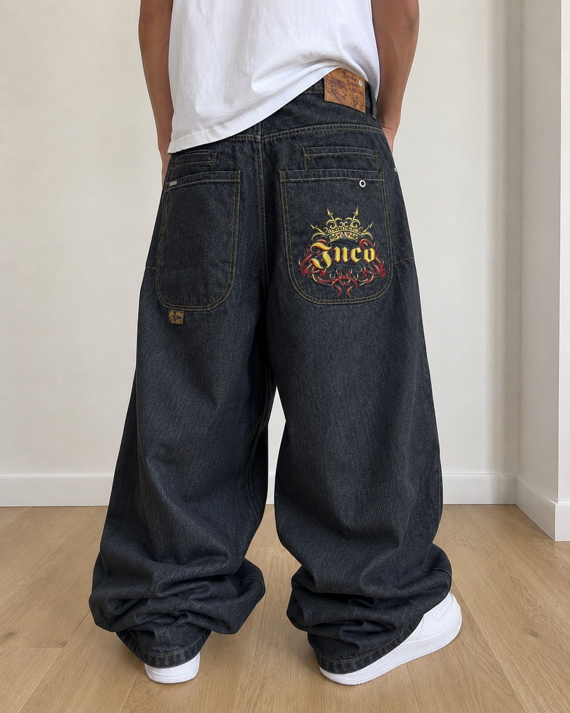 Denim JNCO Jeans Original Super Baggy Fit Embroidered American Hip-Hop (L)