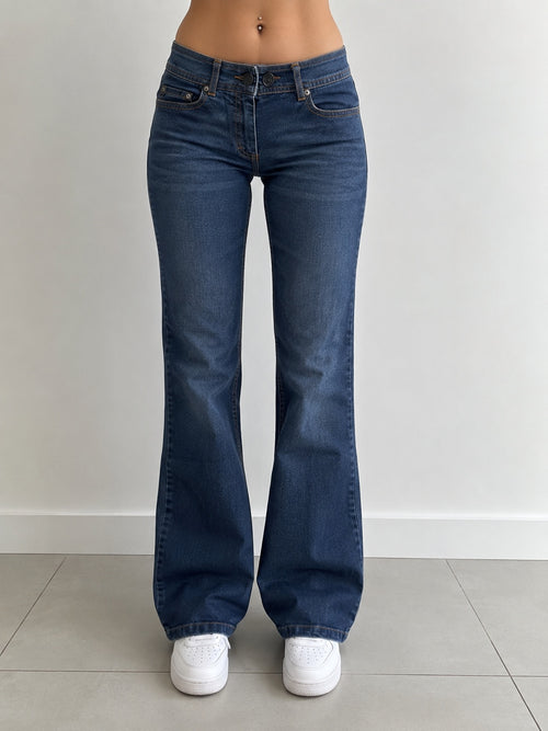 Denim Jeans Bootcut Simple Flared Blu Jeans (XXS)