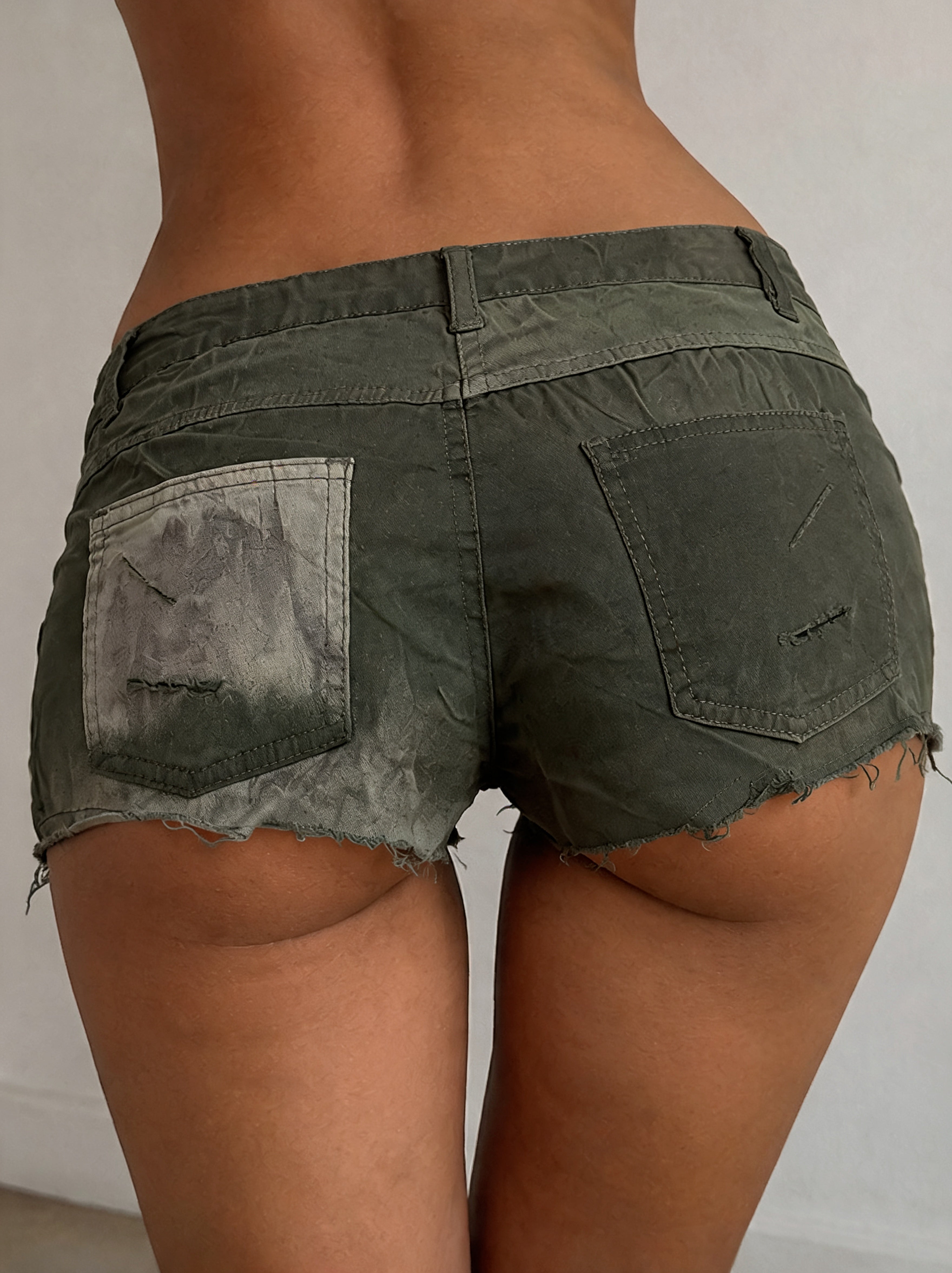 Denim Cotton Mini Shorts Donna con Perle Particular Vintage Y2K Women Mini Jeans