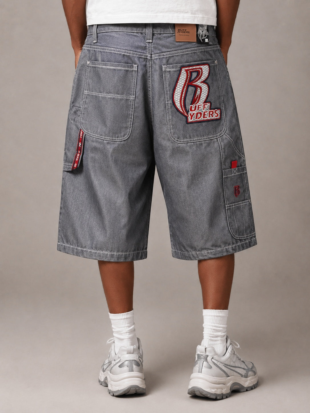 Jorts Ruff Ryders Denim Grigio Silver Baggy Y2K - Jeans Hip-Hop (S)