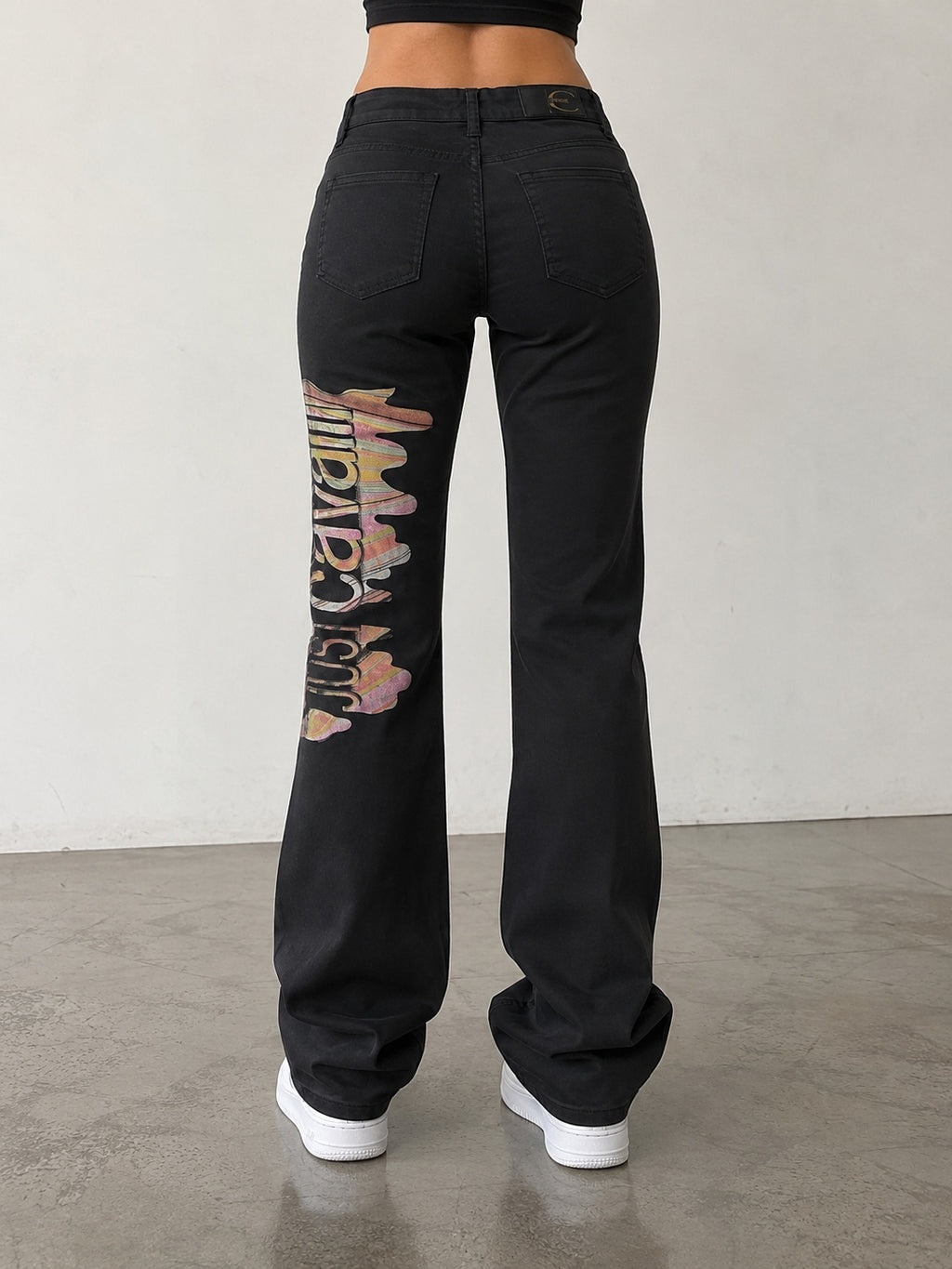 Pants Just Cavalli Y2K Vintage BootCut Flare Fit Da Donna Low Waist Printed Japan Style (S)