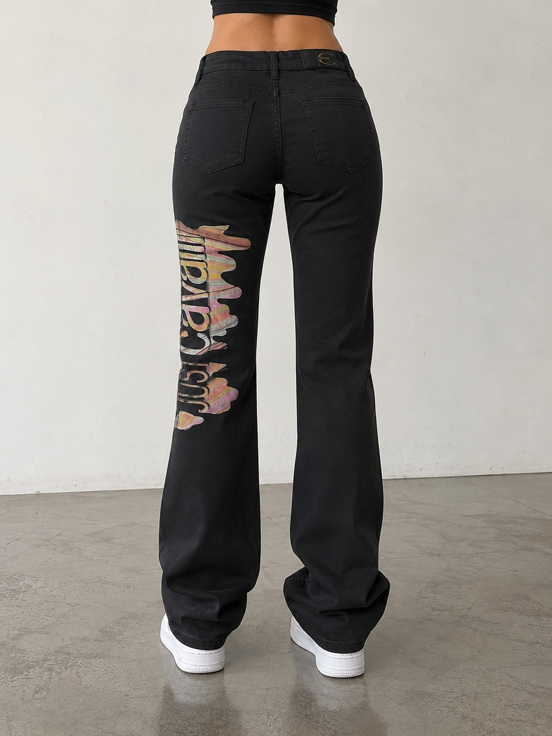 Pants Just Cavalli Y2K Vintage BootCut Flare Fit Da Donna Low Waist Printed Japan Style (S)