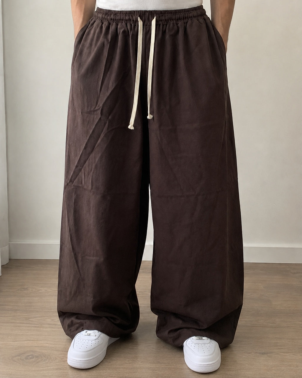 Pantaloni Uomo Lino Baggy Wide Leg Oversize Relaxed Fit