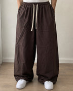 Pantaloni Uomo Lino Baggy Wide Leg Oversize Relaxed Fit