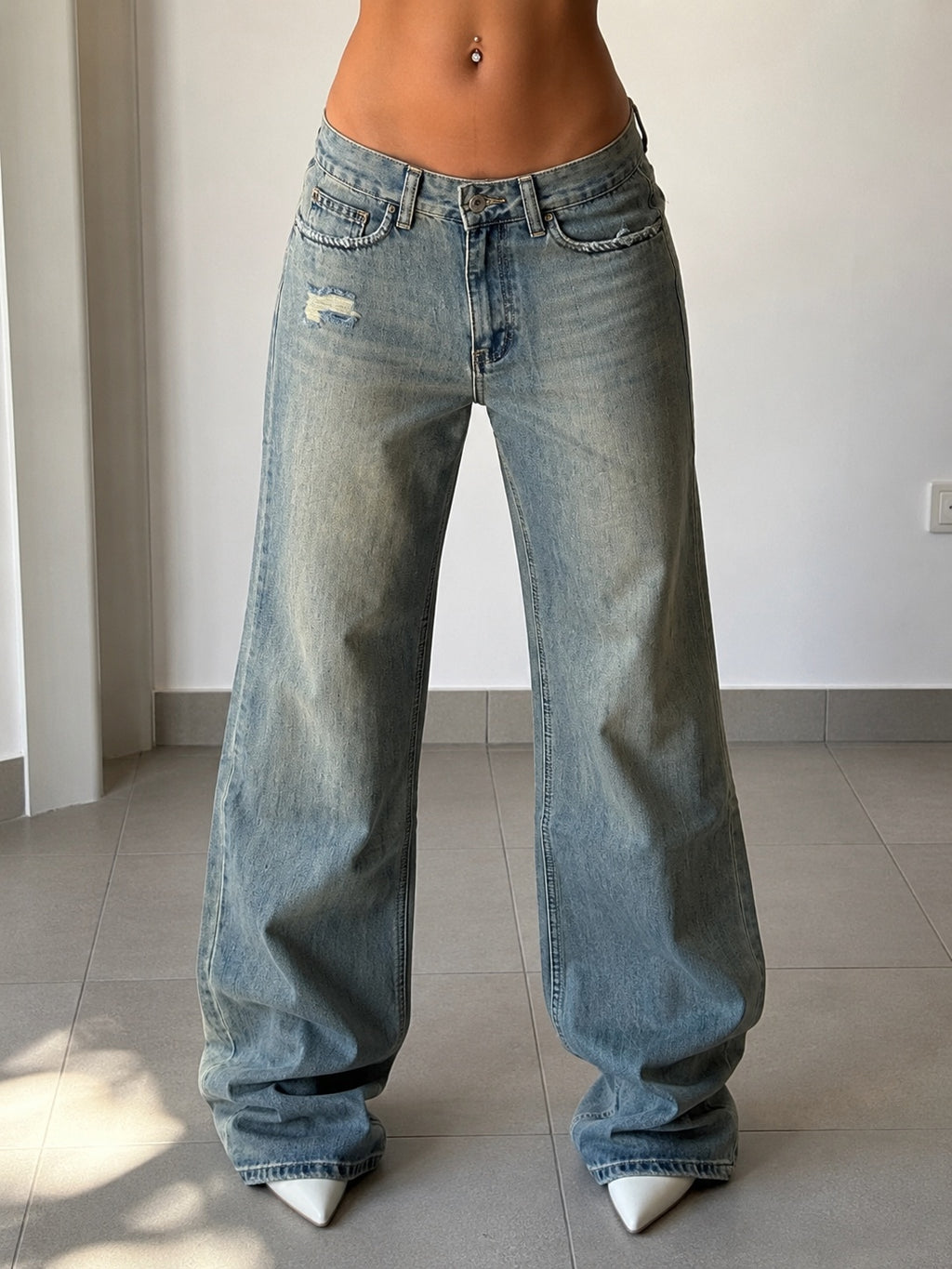 Denim Jeans Stone Wash Baggy Fit (XS)