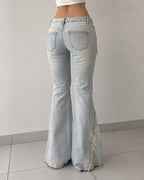 Denim Jeans Baggy Fit Particular Strappi Vintage Y2K (XXS)
