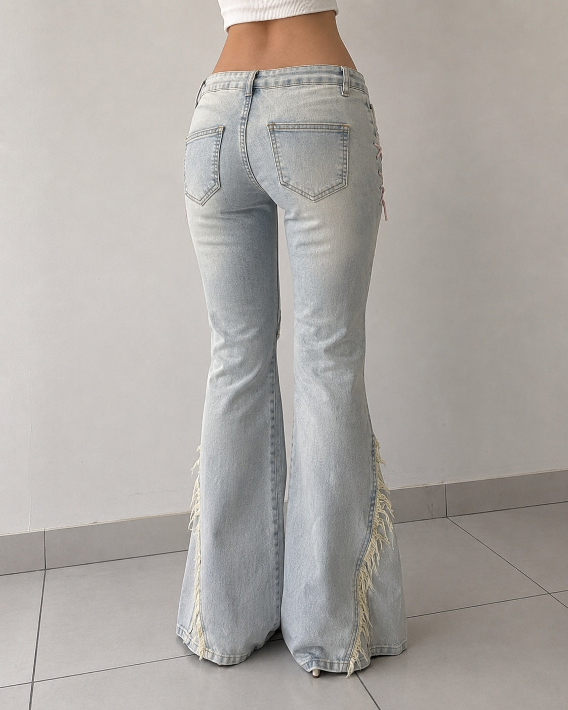 Denim Jeans Baggy Fit Particular Strappi Vintage Y2K (XXS)