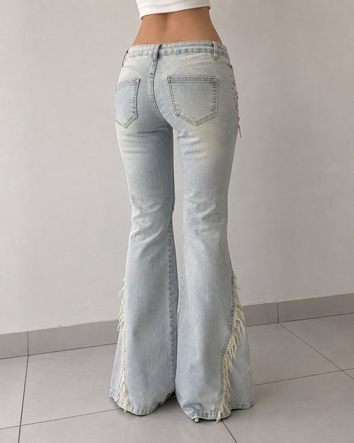 Denim Jeans Baggy Fit Particular Strappi Vintage Y2K (XXS)