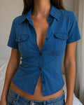 Camicia Energie Y2K donna S jeans denim Made in Italy (S)