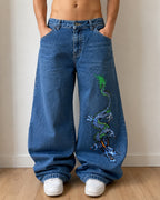 Denim JNCO Jeans Original Super Baggy Fit Embroidered American Hip-Hop (M)