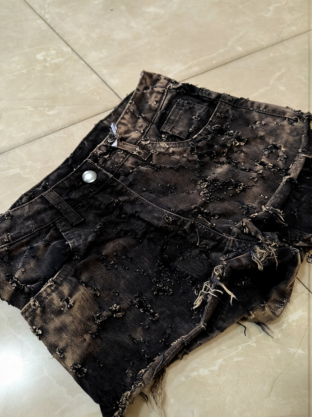 Denim Jeans Particular "Broken" Washed Denim Mini Shorts Vintage Y2K