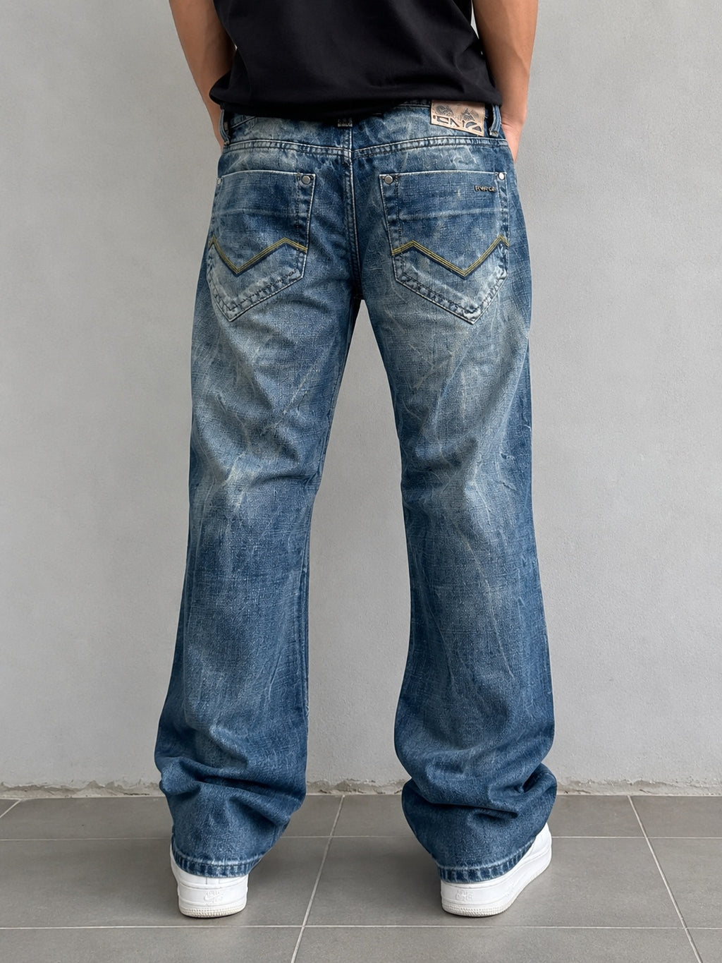 Denim Energie Washed Marmorizzato Baggy Fit Flare (M)