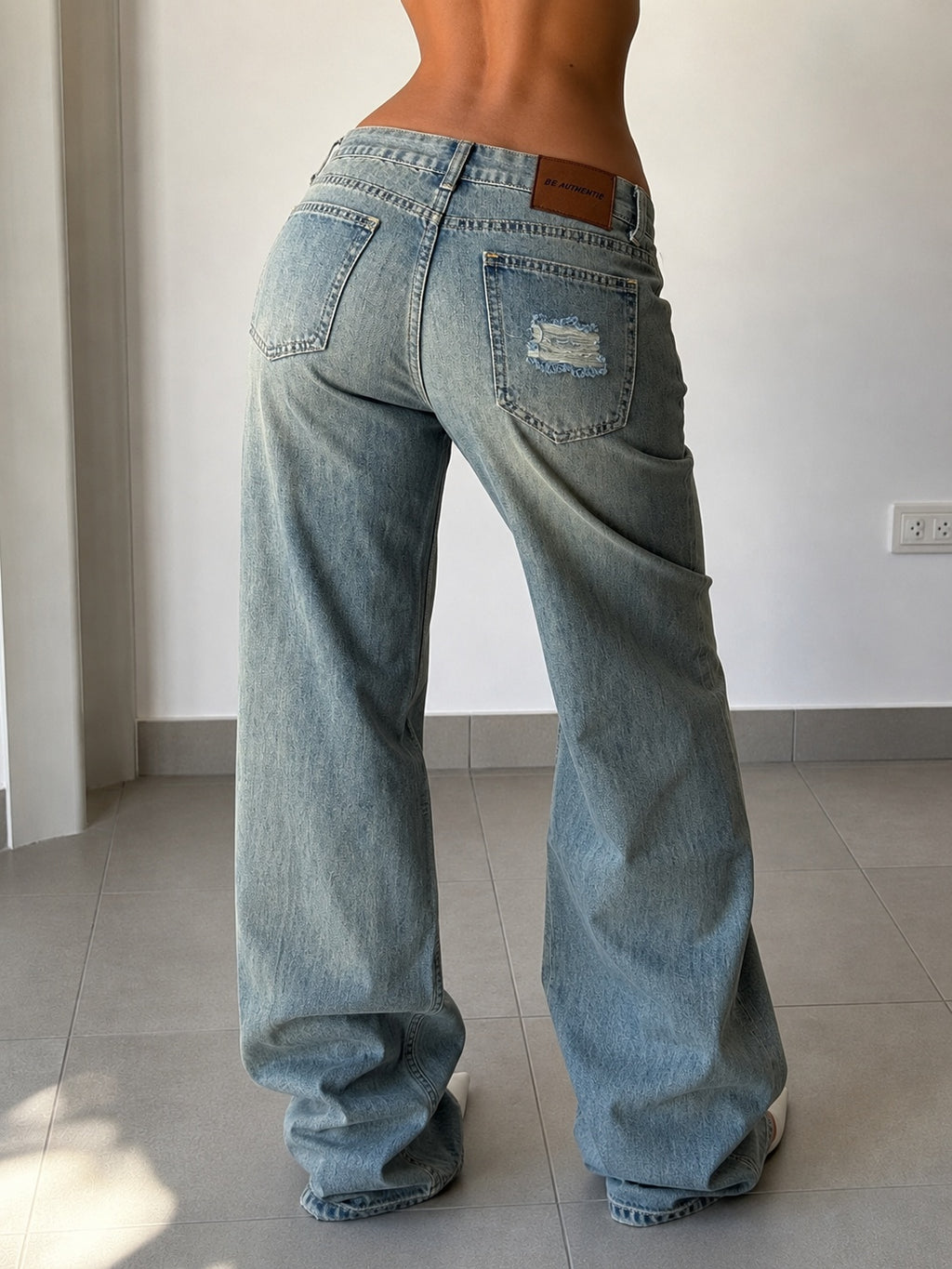 Denim Jeans Stone Wash Baggy Fit (XS)